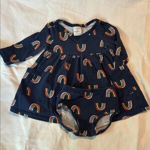 Hanna Andersson Navy Rainbow Kids Dress Set
